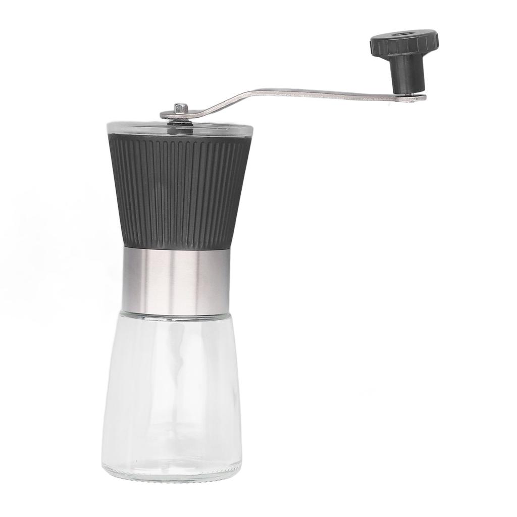 Manuelle Kaffeemühle Glas Edelstahl Multifunktional Gleichmäßiges Feines Mahlen Handkurbel Kaffee