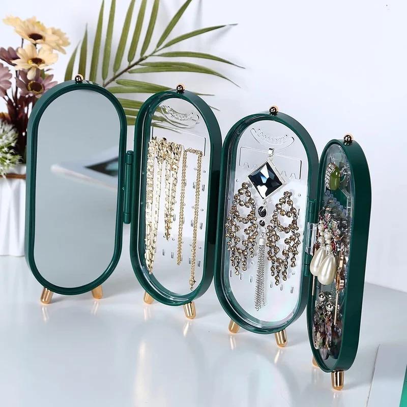 Jewelry box organizer stand earrings bottle green