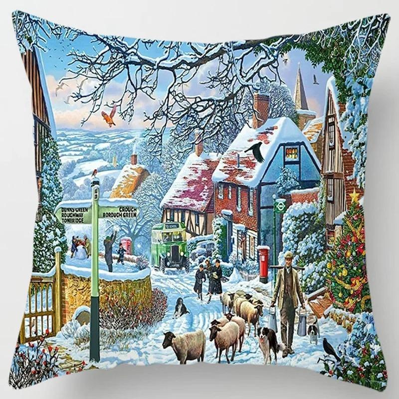 

Наволочки с рождественской тематикой Аксессуары для автомобиля Офис Санта-Клаус Гостиная Диван Домашние наволочки 45x45cm