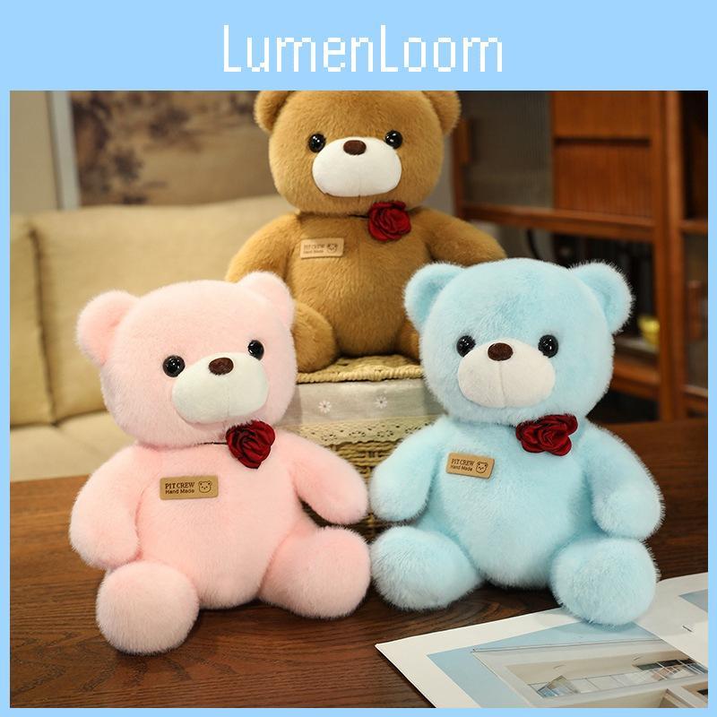Rose Sitting Teddy Bear Plush Toy Cartoon Stuffed Animal Doll Decoration Gift