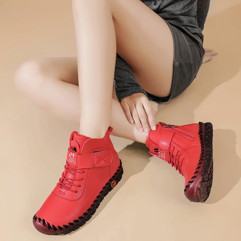 Women Winter Warm Walking Shoes Moccasins Driving Shoes High Top Fur Boots Casual Plus Size Outdoor Handmade Shoes