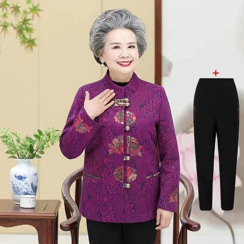 Spring and Autumn Jacket Set for Mature Women (Ages 60-80) – Grandma Style