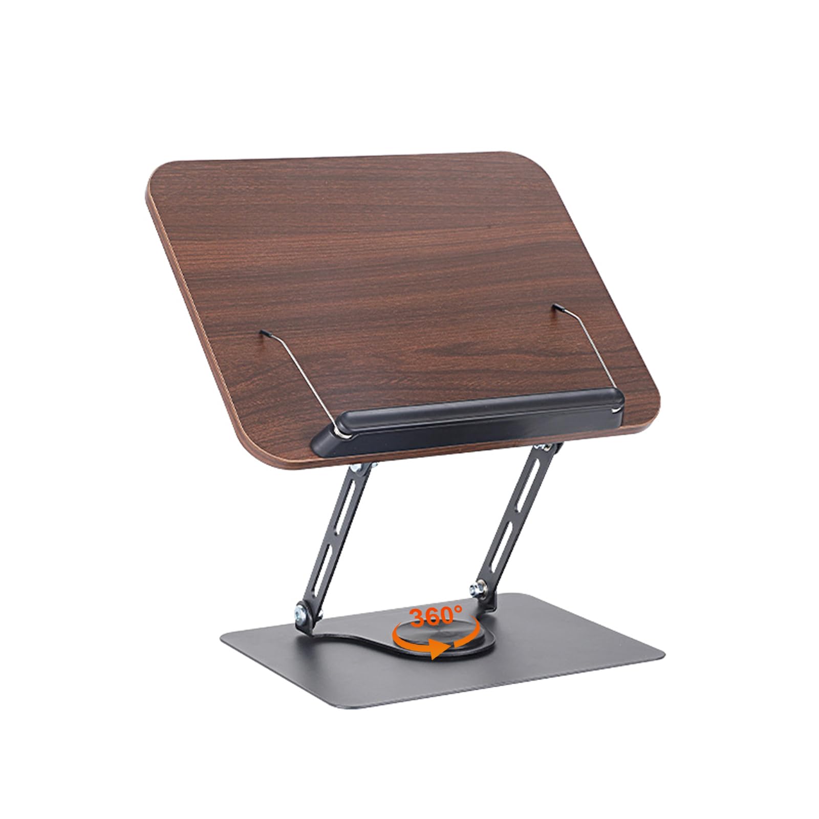 

Solaay Book Adjustable Tilting Book Desktop Book Easy Page Posture Alloy Excellent Suitable for Study Recipe Textbook Dark Wood Stand, 360° Rotating,