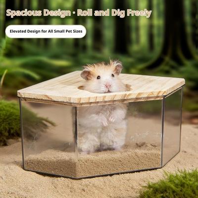 Acrylic Fully Transparent Large Pet Hamster Golden Bear Sand Bath Box Chinchilla Toilet Dual-Purpose Bath Sand Basin Small Pet