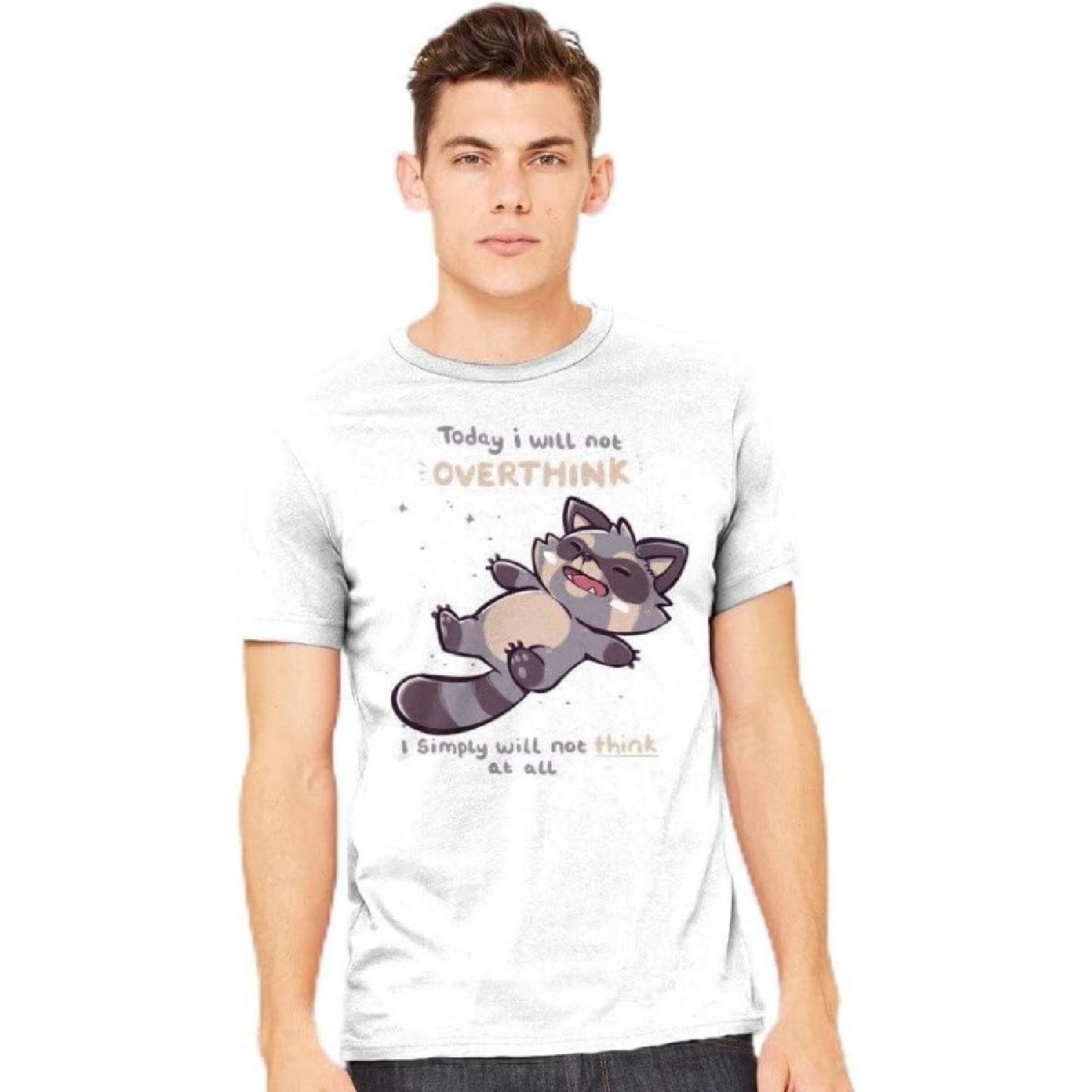TeeFury - No Thoughts Raccoon - Mens Animal, Raccoon, T-Shirt XXXXXL белый