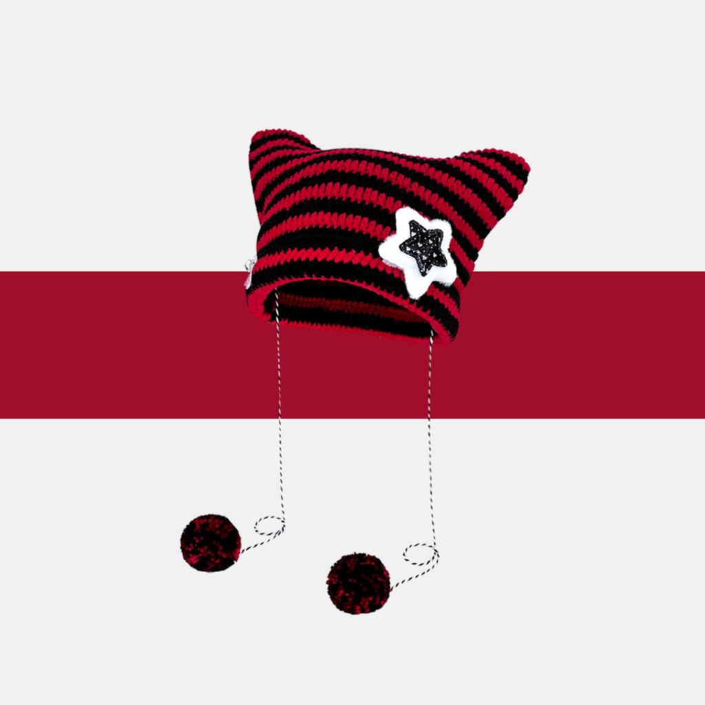 Striped Knitted Hat Korean Style Cute Warm Pullover Wool Hat