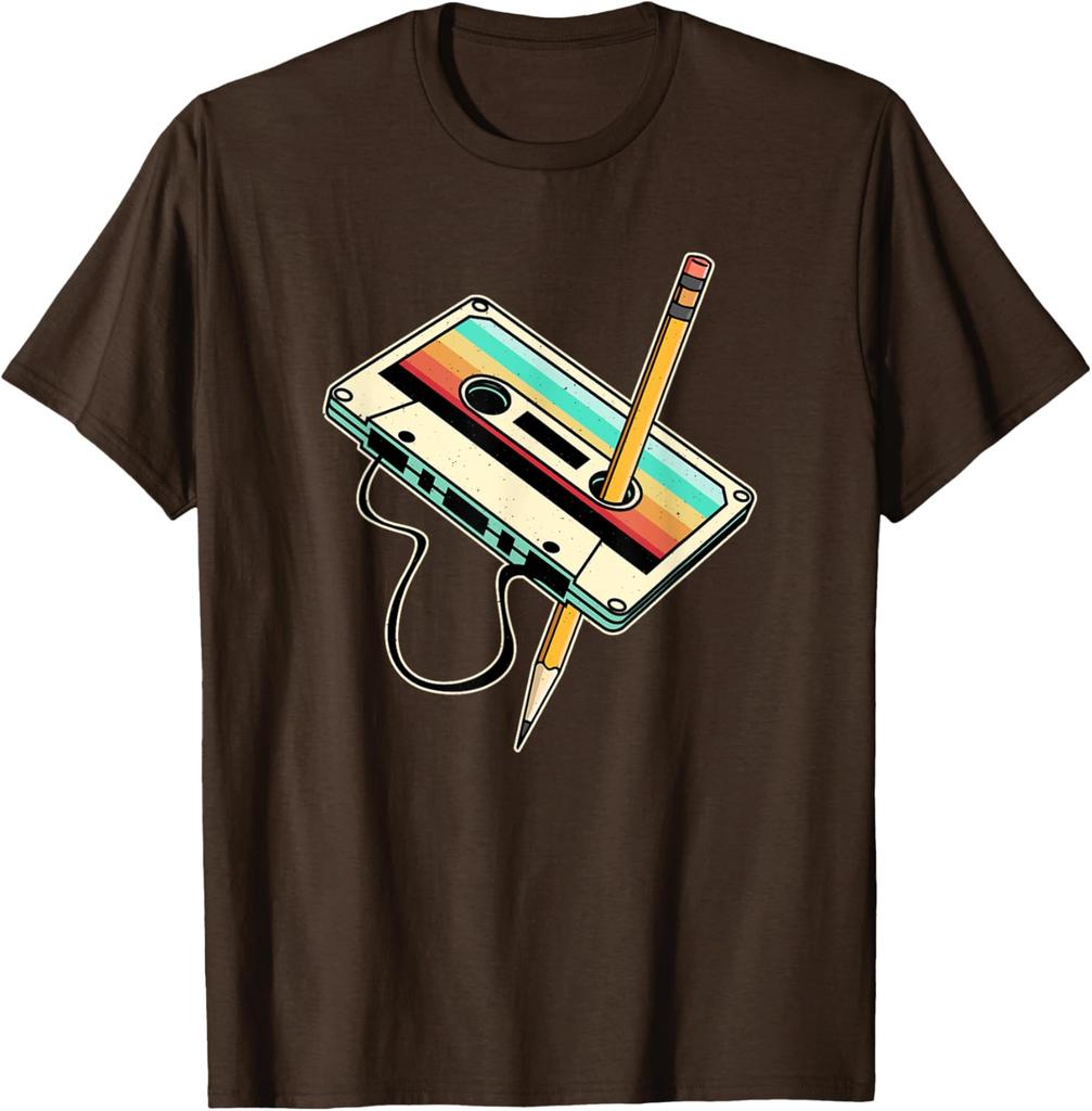 80s 90s Retro Party Costume Nostalgia Cassette TShirt Graphic Tee Unisex Casual Cotton TShirt