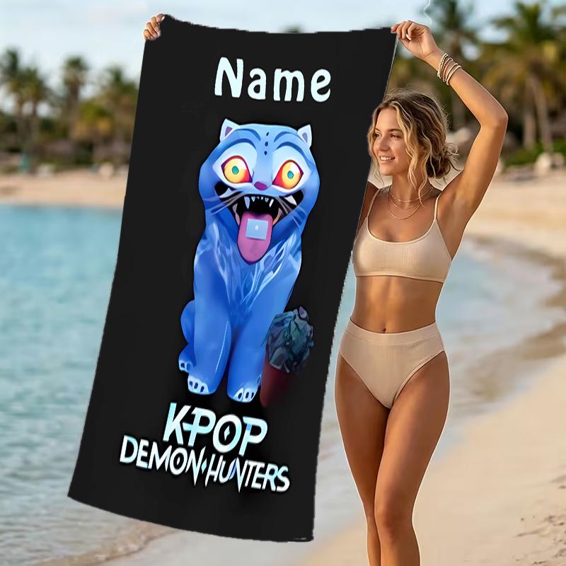 Customizable Personalized Beach Towels Kpop Demon Hunters Themed designs.Suitable for the Beach, Yoga, Sports;ideal As Beach Accessories