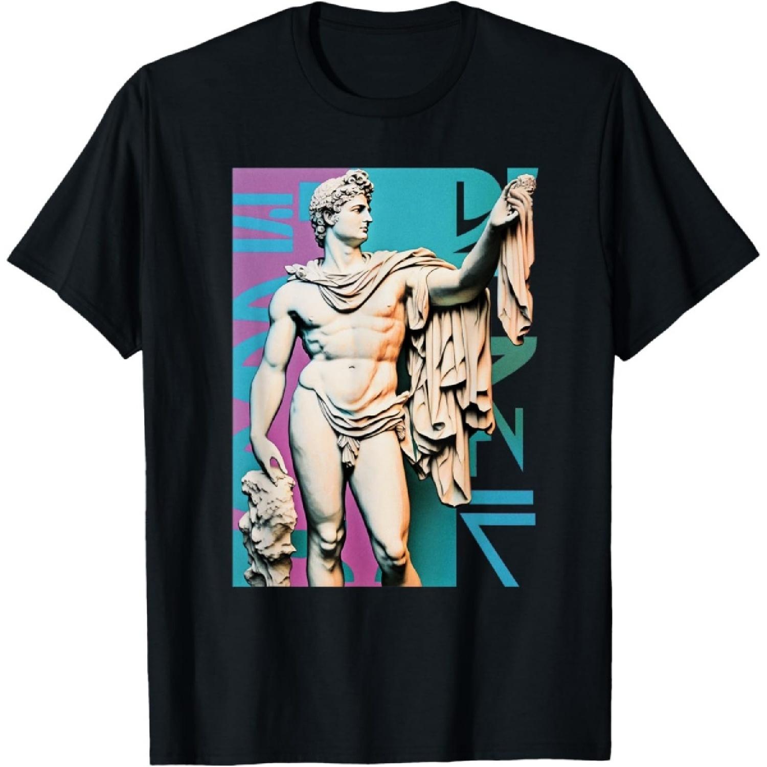 Apollo Aesthetic_ Футболка в стиле Vaporwave с классической скульптурой S
