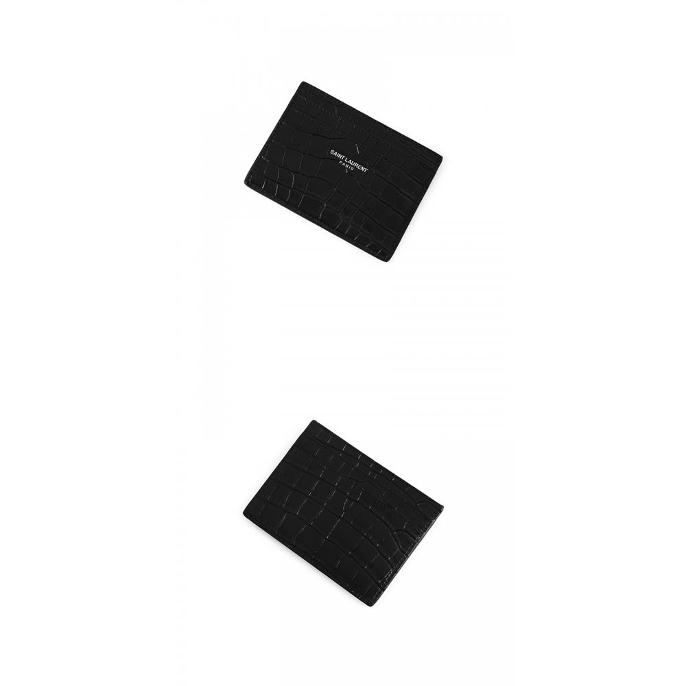 Saint Laurent 375946 Dze0e 1000 Klassischer Kartenhalter mit Krokodilprägung