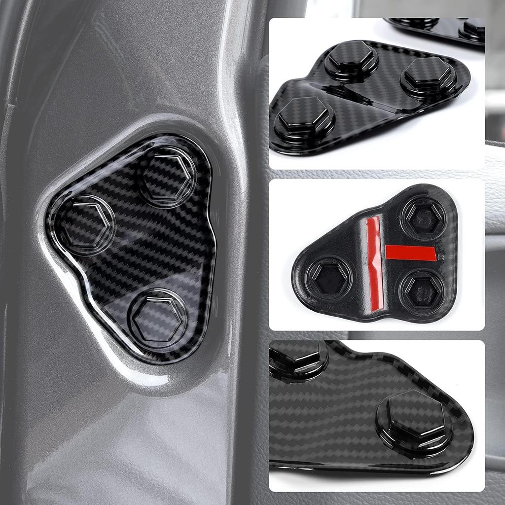 2PCS Door Screw Protector Cover Trim for 2018-2023 Jeep Wrangler JL JLU, for 2020-2023 Jeep Gladiator JT (Carbon Fiber Look)