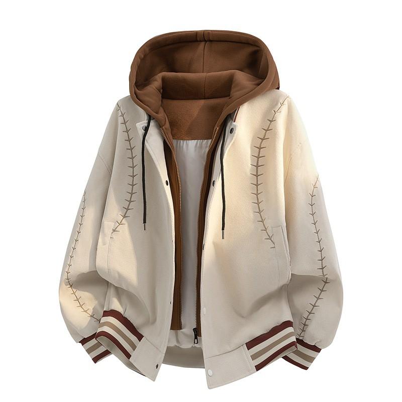 Unisex Oversized Hooded Jacket 2026 Casual Streetwear Lightweight Zip-Up Outerwear In Beige Black Coffee