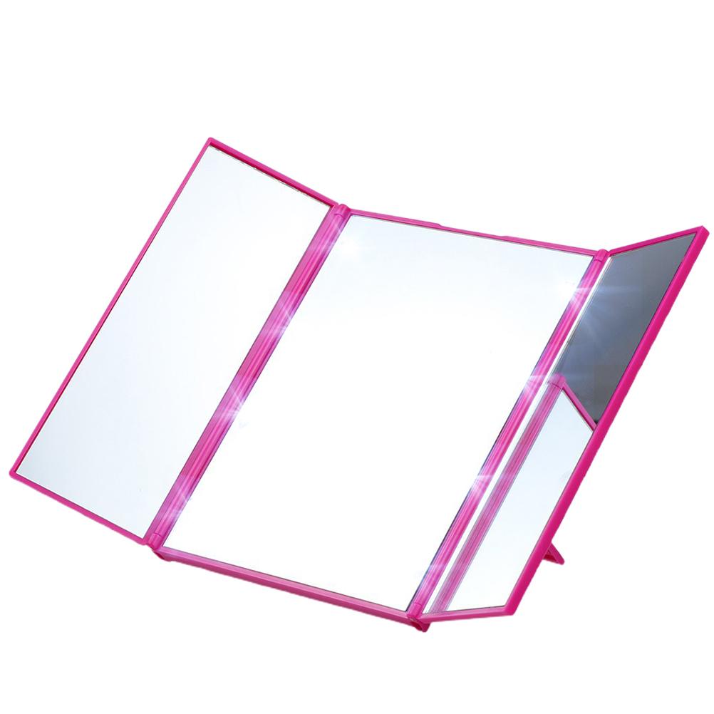 LED Trifold Makeup Mirror 360 Degree Tri Fold Led Illuminated Tabletop Vanity Mirror with Lights
