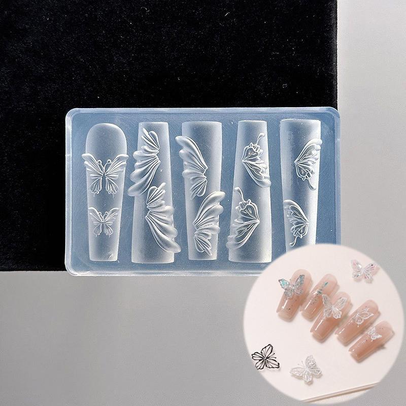 3D Mini Silicone Mold Butterfly Flower Nail Art Decorations Nails Diy Design Flower Shell Nail Mold Stamping Plate Manicure Mold