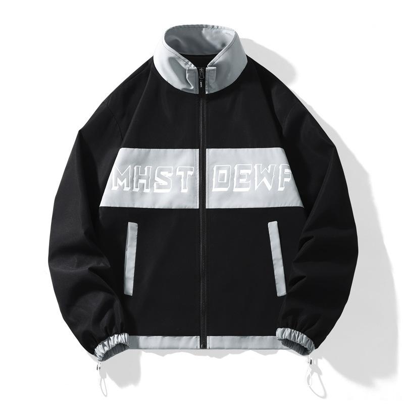 

Новое пальто мужское весна и осень новая куртка с воротником-стойкой повседневный спортивный тонкий тренчкот корейская версия тренд 4XL чёрный