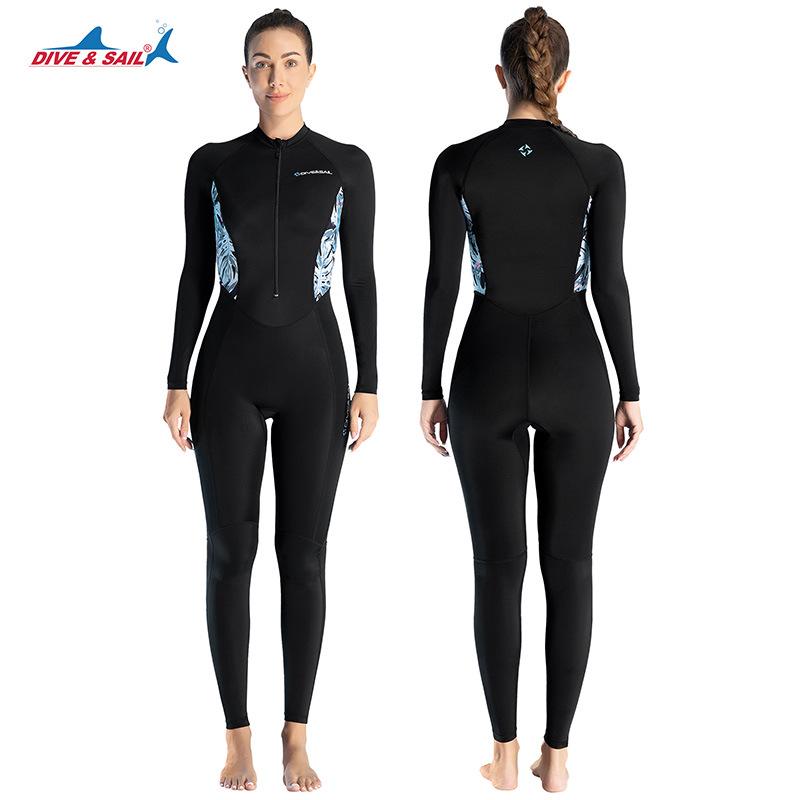 Women's Long Sleeve Lycra Wetsuit - One-Piece Snorkeling & Surfing Suit, Quick-Drying and Jellyfish Protective