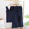 Spring and Summer New Pajamas Pure Cotton Cotton Yarn Women's Thin Solid Color Three-piece Vest Trousers Can Be Worn Outside Loungewear