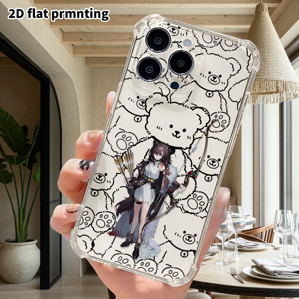 Phone Case: 2D flat suitable for iPhone 18 17 16 15 14 13 Pro transparent corner protection case, with little moon, Christmas, and Halloween gifts