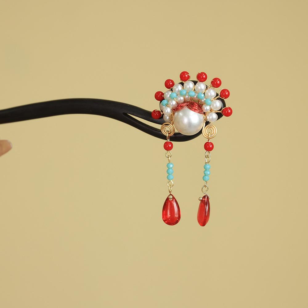 Tassel New Chinese Style Hair Clip Red Hanfu Hairpin Beijing Opera Hair Accessories  Bridal