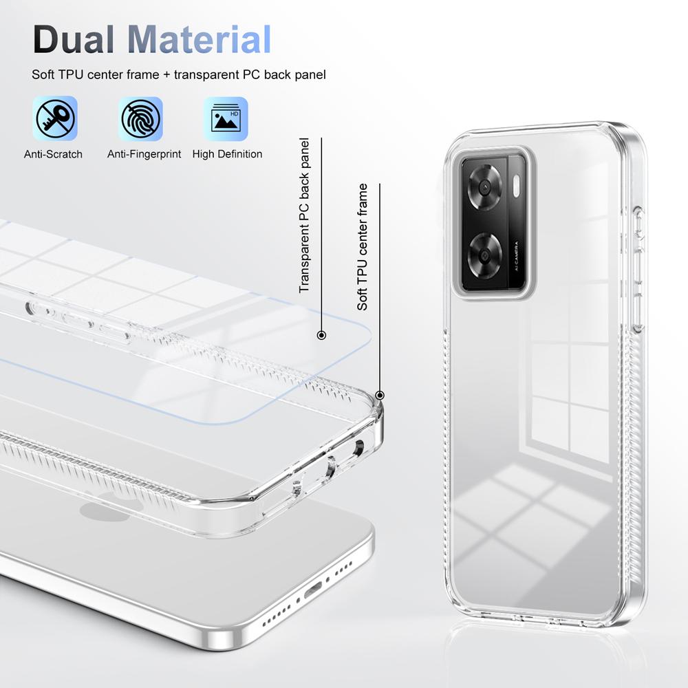 KEYSION Transparent Case for OPPO A57 4G A57S Soft TPU+PC Anti-slip HD Clear Shockproof Phone Cover for OPPO A77 A77S