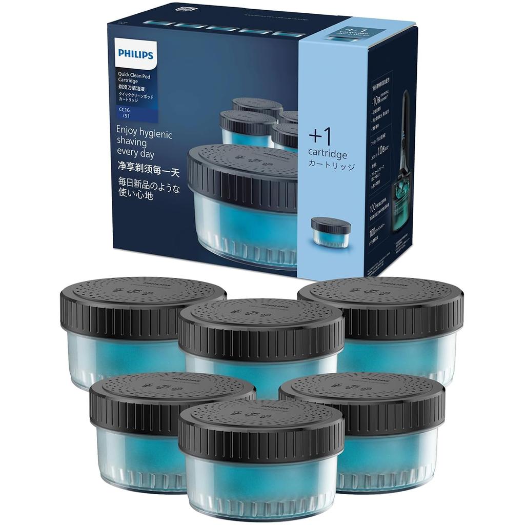 Philips Shaver Cleaning Liquid Quick Clean Pod Keeps Genuine S5000 S7000 S9000 Lemon Scent Approximately 18 Months Supply 6 Pieces CC16 51