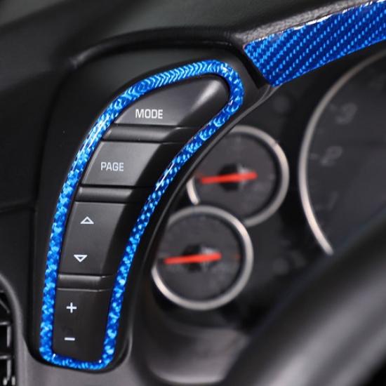 Blue Carbon Fiber Central Control Dashboard Trim Sticker For Corvette C6 2005-13