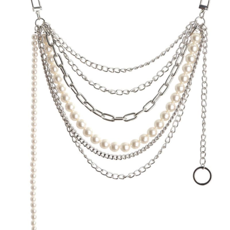 

cheap chic PEARL RING CHAIN SHOT BELT FREE