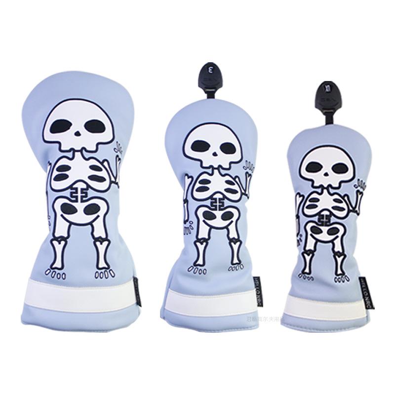 Skull Embroidered Golf Wood Headcover with Rotating Number Tag (1/3/5/UT)