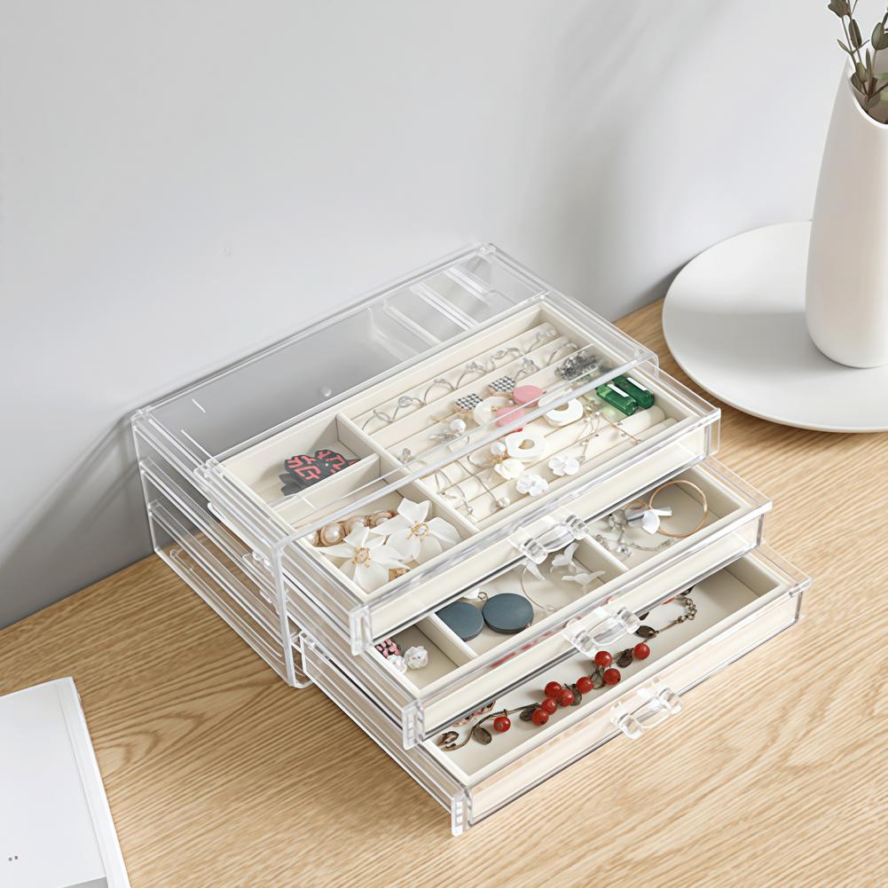Storage Box with Velvet Lining Display Large Compartment Modular Stacking Design Watches Bracelets Jewelry Organizer