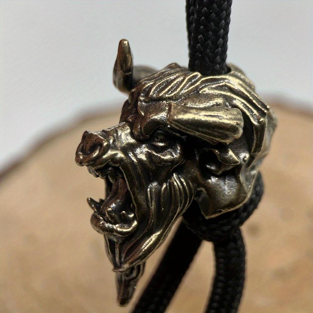 Bull Head Yak Brass Knife Beads EDC DIY Woven Bracelets Lanyard Key Chain Pendant Accessories Men Outdoor Tool Hangings Charms
