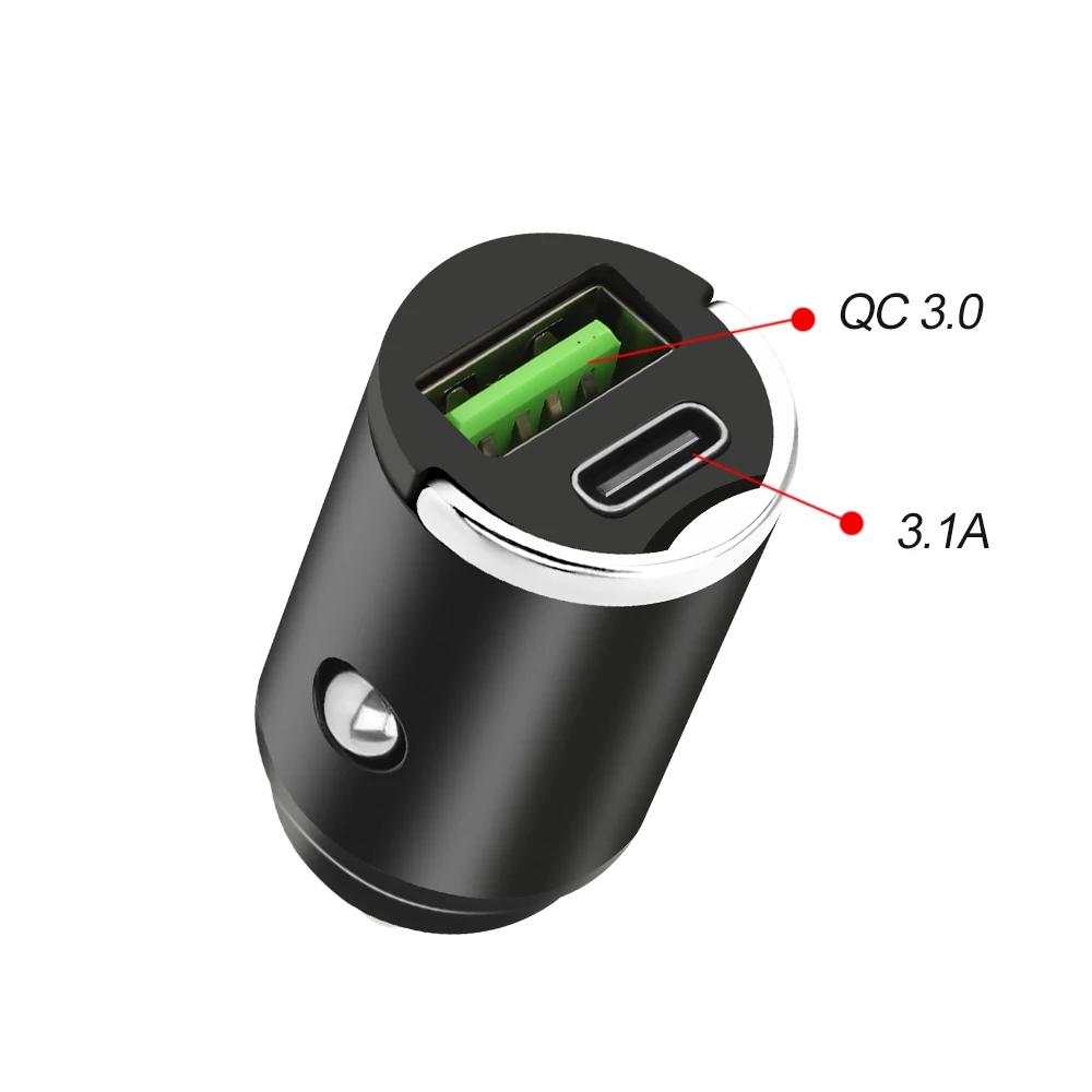100W/200W PD QC Pull Ring Fast Charging Mini Car Charger USB C Car Phone Charger Adapter For iPhone Xiaomi Samsung Huawei