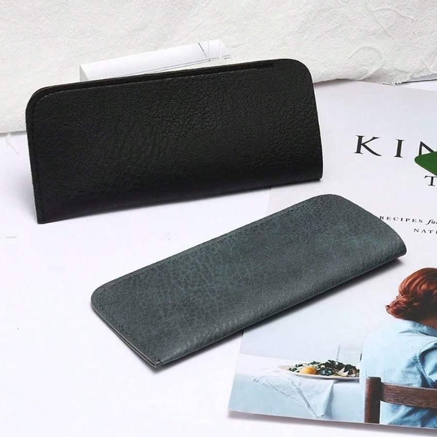 Ensemble d'étui à lunettes en cuir souple portable neutre étui à lunettes ensemble de plusieurs stylos classique business pour hommes et femmes