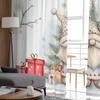 Weihnachts-Zwergbaum Aquarell Transparente Vorhänge Modernes Gazevorhang für Wohnzimmer Schlafzimmer Voile-Garnvorhänge