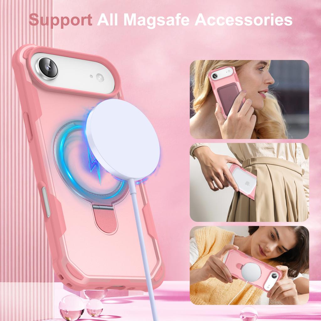 For iPhone 17 Air Case Compatible with MagSafe Kickstand TPU+PC Shockproof Phone Back Cover