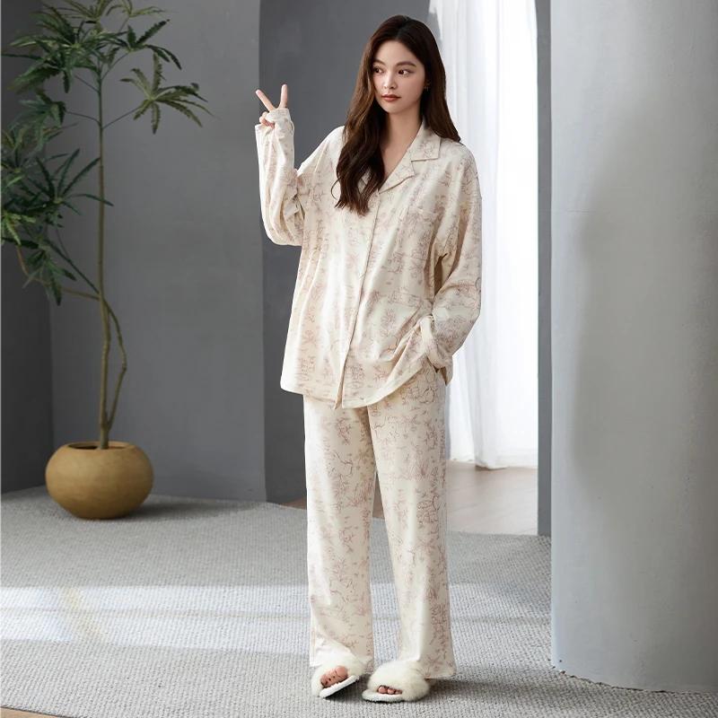 Set Pigiama da Donna Pigiama Caldo Maniche Lunghe Pantaloni Lunghi Autunno e Inverno Pigiama Casual Pigiama Morbido Pigiama Comodo Ragazze Comode