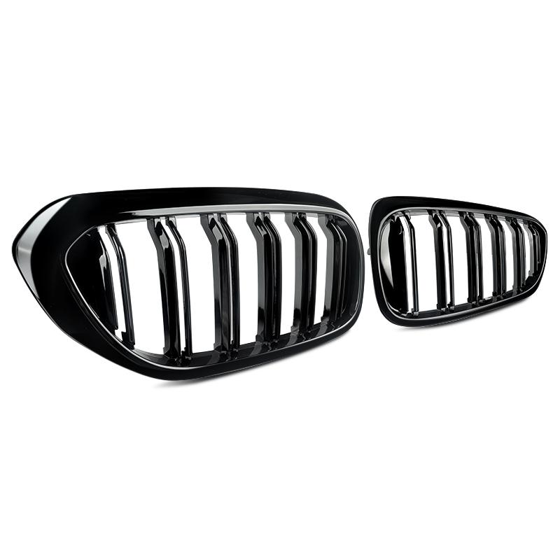 Glossy Black Dual Lines Racing Grills Compatible with BMW 5 Series G30 G31 530i 540i 2017-2020 Front Kidney Grille Aftermarket