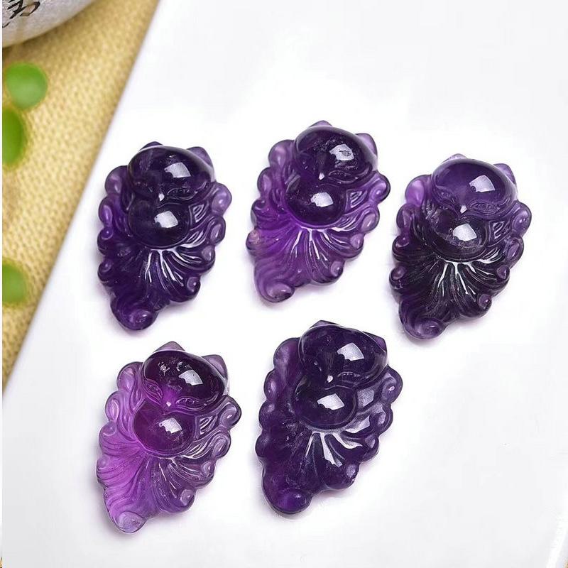 Amethyst Butterfly Flower Charm: Buddha, Nine-Tailed Fox, Cat, Rabbit, Crystal Bear Pendant