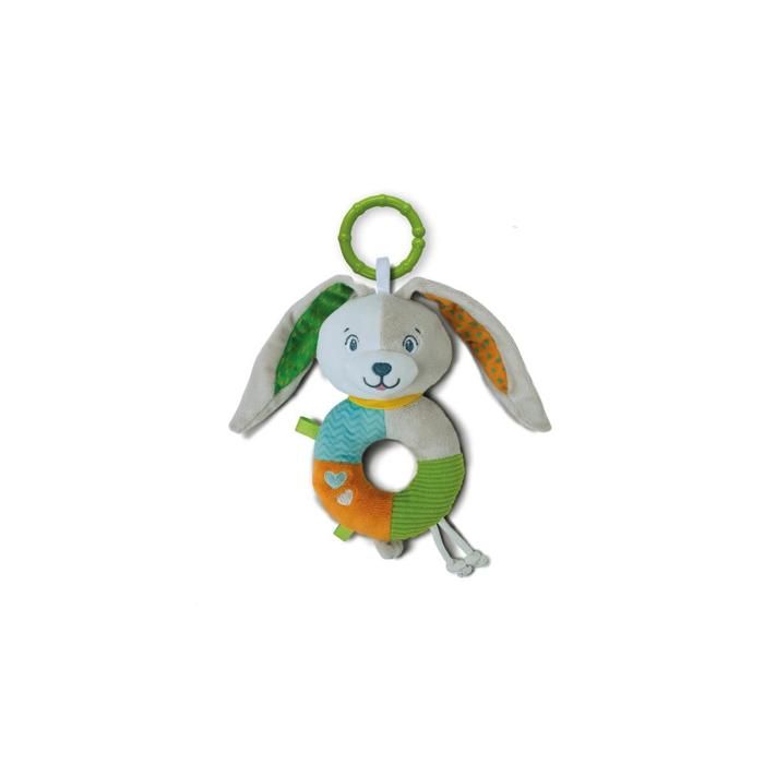 Kaninrangle - Clementoni - Lovely Soft Bunny Rattle - Pedagogisk kosedyr - Mykt stoff - 100% vaskbar