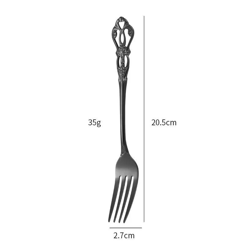 European Style Stainless Steel 4pcs Dinnerware Set - Retro Hollow Design Gold Spoon, Fork and Royal Steak Knife for Home Decor