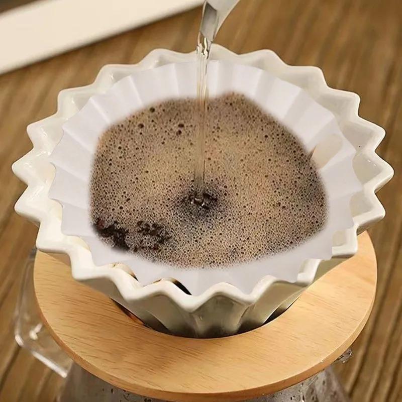 50/200Sheets White Coffee Filters Single Serving Paper for Coffee Machine 15CM White Filter Paper Cake Cup Coffee Paper Bowl
