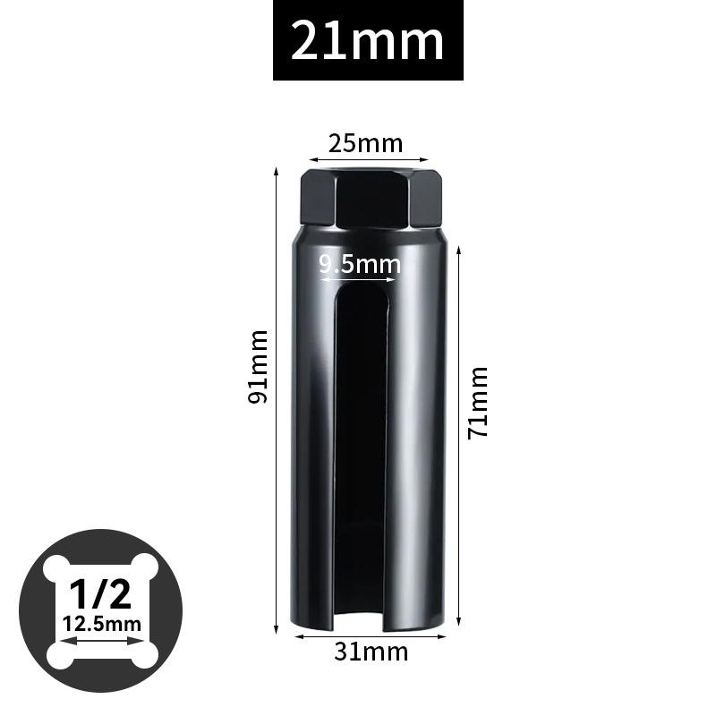 Universal Oxygen Sensor Sleeve Narrow Mouth 22mm 21mm 1/2" Cxygen Sensing Drive Socket Wrench Black Car Repairing Tool Accessory