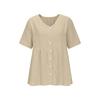 Women's Fashion V-Neck Button-Down Short-Sleeve -Color Casual Top
