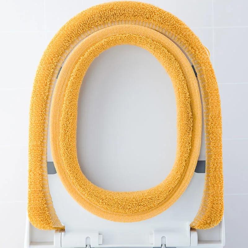 Univerzální potah na záchodové sedátko Kulatý polštářek na záchodové sedátko Koupelna Podložka na záchodové sedátko Zimní Hustá Teplá omyvatelná Kreslená kočka Roztomilé potahy na záchodové sedátko