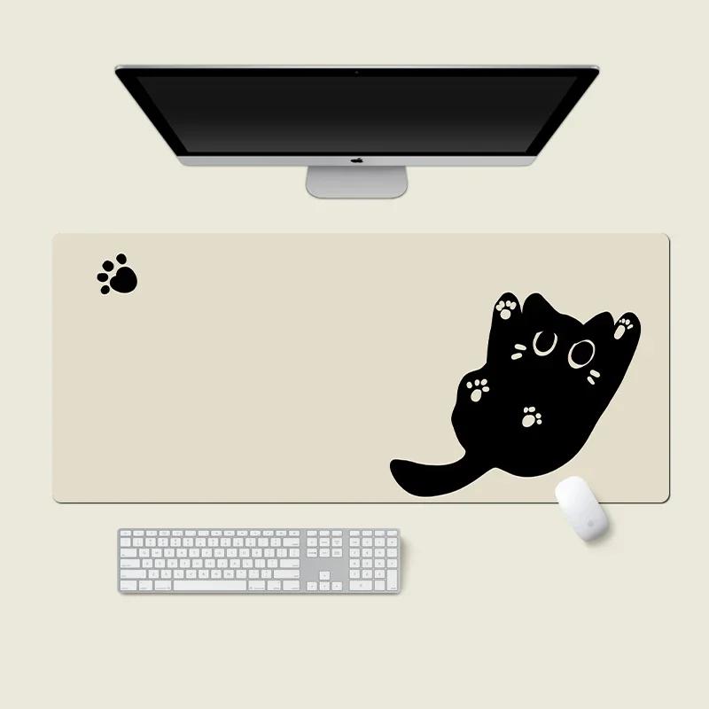 Cute Black Cat Mouse Pad Girl Large Computer Office Game Table Mats XXL Rubber PC Keyboard Mousepad Anti-slip Long Desk Pads