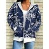 Felpa con cerniera, patchwork, alla moda, larga, casual da donna, stampa floreale, moda primavera ed estate