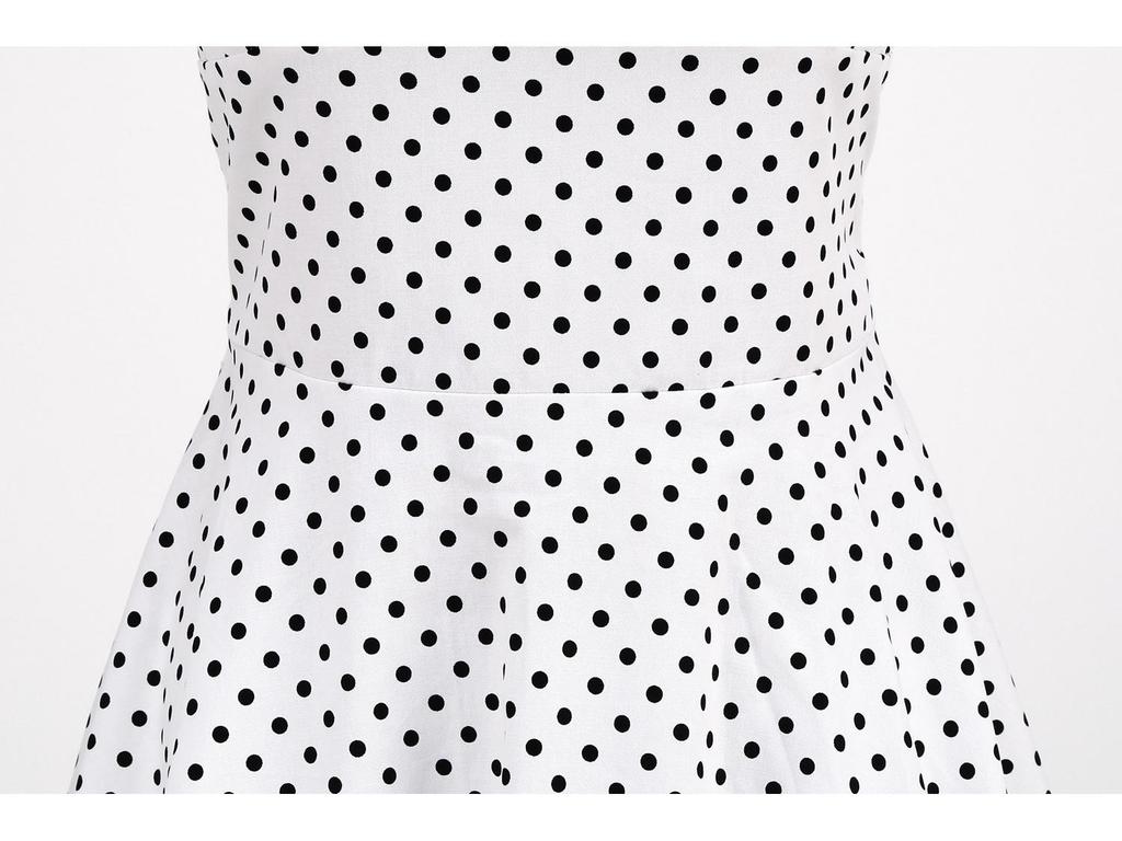 Retro Polka Dot Halter Backless Lace-up Bodycon Waist-Cinching Long-Sleeved Dress for Women