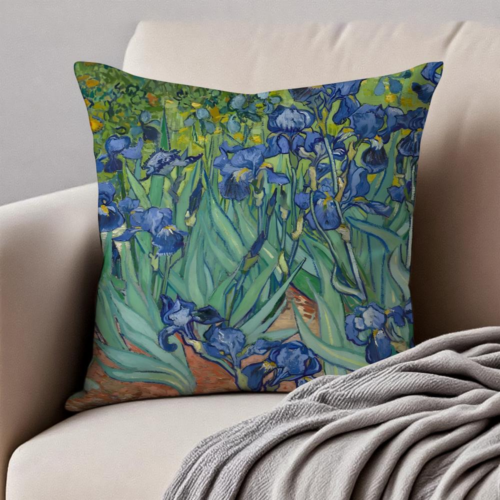 Post Impressionism VVincent Willem van Gogh Cushion Cover Pillowcase Antidustmite Invisible Zipper Short Plush Sofa Cushion