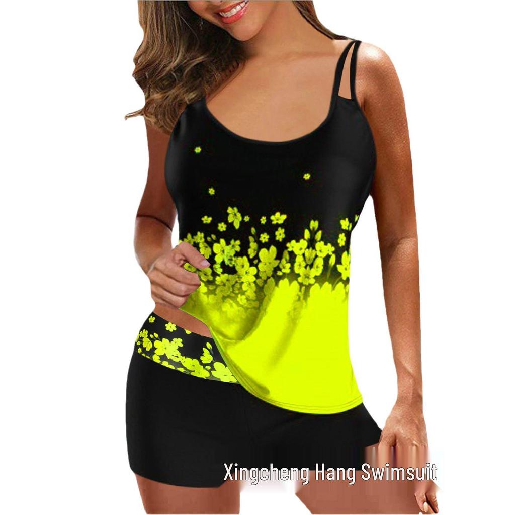 European and American Fashion Sexy Printed Split Waist Bikini Swimsuit for Women