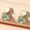 Women Square Crystal Drop Earrings Colorful Glass Stone Dangle Earring Jewelry Accessories