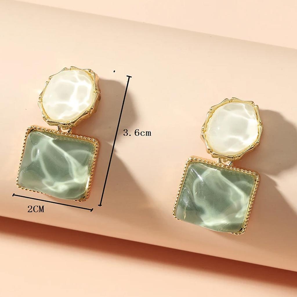 Women Square Crystal Drop Earrings Colorful Glass Stone Dangle Earring Jewelry Accessories